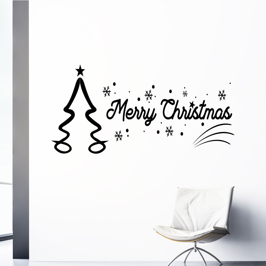 "Merry Christmas" written Christmas wall sticker