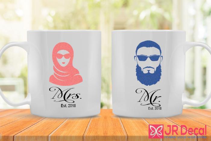 "Mr. and Mrs." & Year Printed Couple personalized mug 