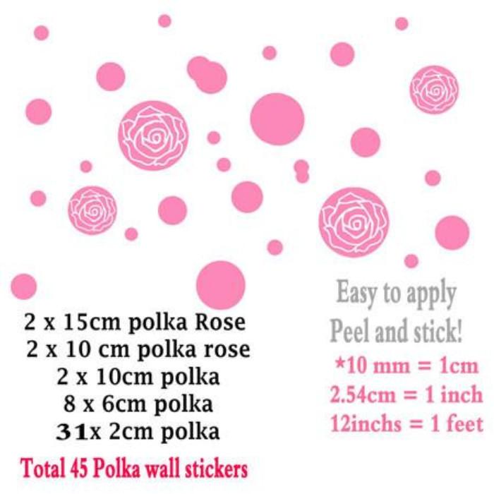 Polka Wall Stickers Dot Rose print