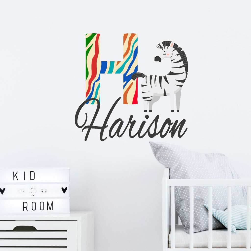 Personalised Zebra Wall Stickers for Nursery