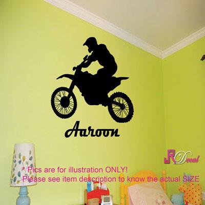 Motorcycle wall art Personalised name sticker