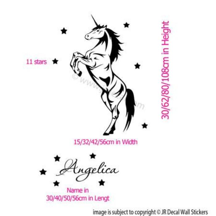 Unicorn Wall Art with Personalised Name Sticker details