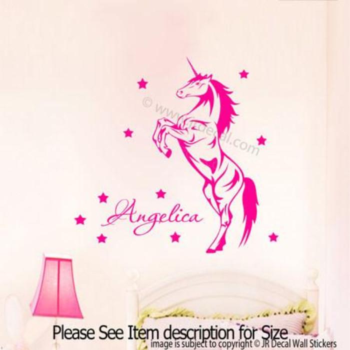 Unicorn Wall Art with Personalised Name Sticker