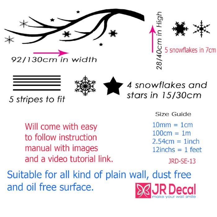 Removable Wall Art Sticker Snowflakes Tree Branch