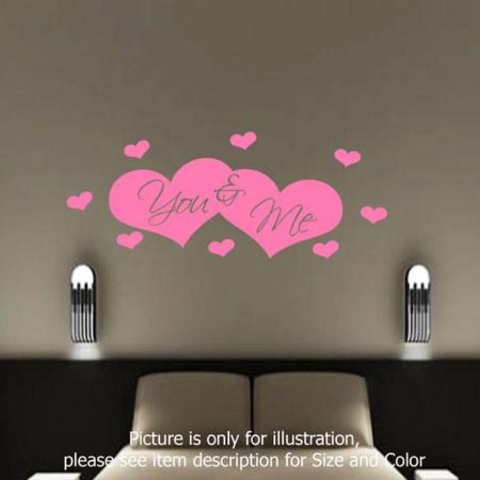 You and Me love heart shape Bedroom stickers romantic Quote